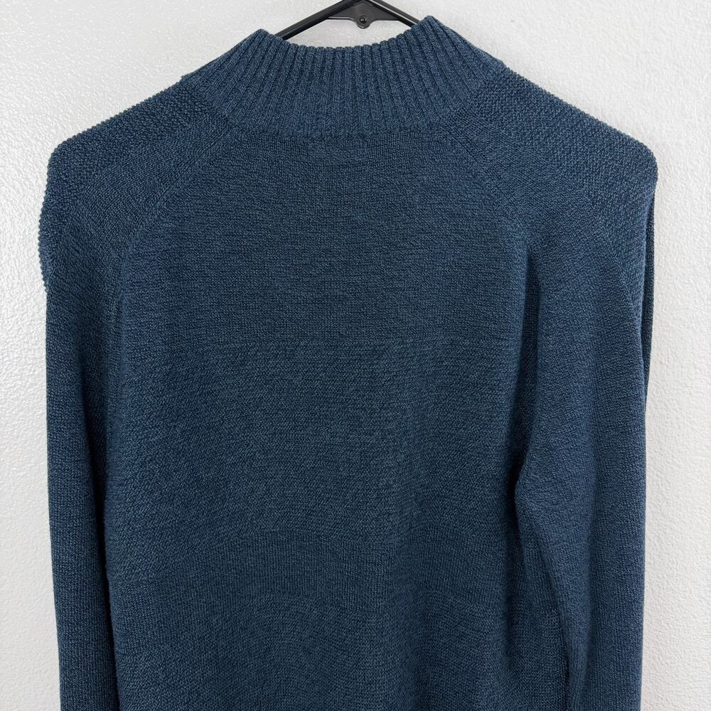 Smartwool Ripple Ridge Sweater Mens Medium Blue Half Zip Ribbed Merino Blend * - Picture 9 of 11